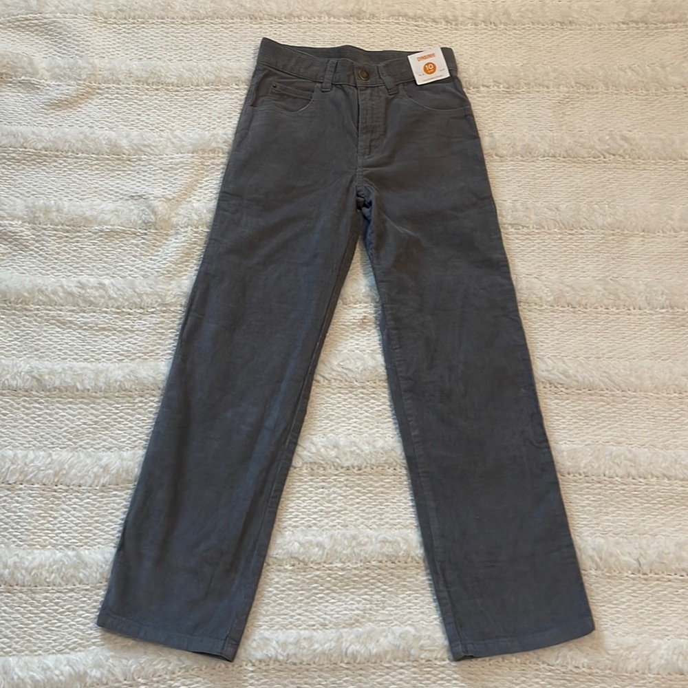 New Gymboree corduroy pants 100% cotton gray adjustable waist boys size 10 slim